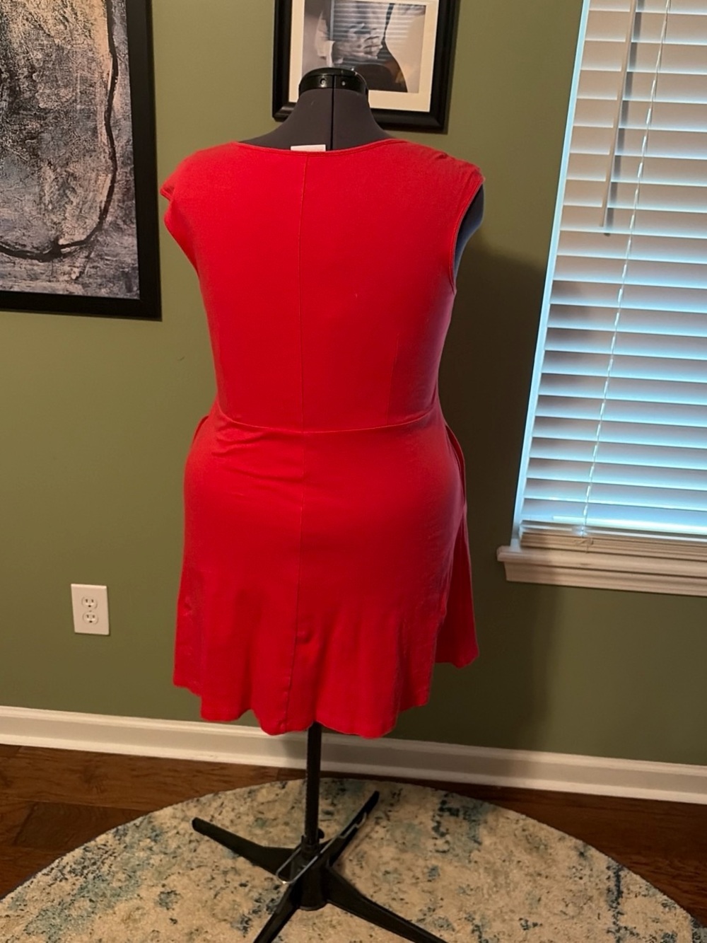 New York & Company Red Scoop Neck Cap Sleeve Mini Dress - Picture 2 of 2